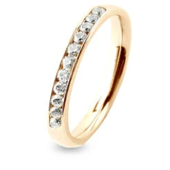 Accessoires De Mode 18 Alliance 11 Diamants Prestige Serti Rail 0.24 Ct En Or Jaune - - Crystelle