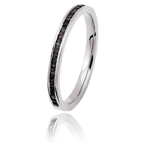 Alliance Diamants Noirs - 0.20 Ct - Or Blanc 2 Mm - Érika - 11070020GN 3 Alliance Diamants Noirs - 0.20 Ct - Or Blanc 2 Mm - Érika - 11070020GN