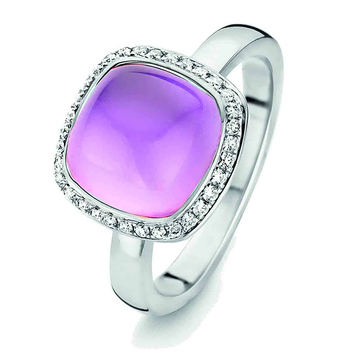 Bague Améthyste Sur Nacre Et Diamants - One More - Amiata 0.16 Ct - Amiata 053329BA 3 Bague Améthyste Sur Nacre Et Diamants - One More - Amiata 0.16 Ct - Amiata 053329BA