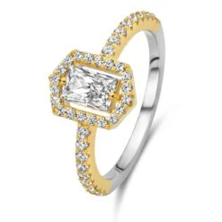 Bague Argent Et Plaqué Or Zirconium Blanc Naiomy Silver - Femme - Naïla - N3U72