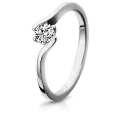 Bague Fiancaille Diamant Or Blanc En Or Blanc Diamant De 0.10 Ct - Kimberley