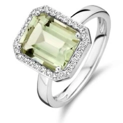 Bague One More Prasiolite Et Diamants Sur Or Blanc 0.21 Ct - Etna 064513YA