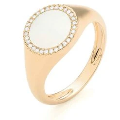 Bague Pierre Fine Nacre Blanche En Or Jaune Katsu