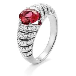 Bague Rubelite Et Diamants Diamant Or 18 Ct - 750/1000 - Coralyne - RD939