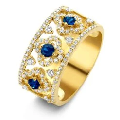 Bague Salina, Saphir Bleu Et Diamants Sur Or Jaune 0.59 Ct - Salina 064407SA