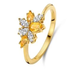 Bague Saphir Jaune Et Diamants En Or Jaune Diamant Ilona -067446JA