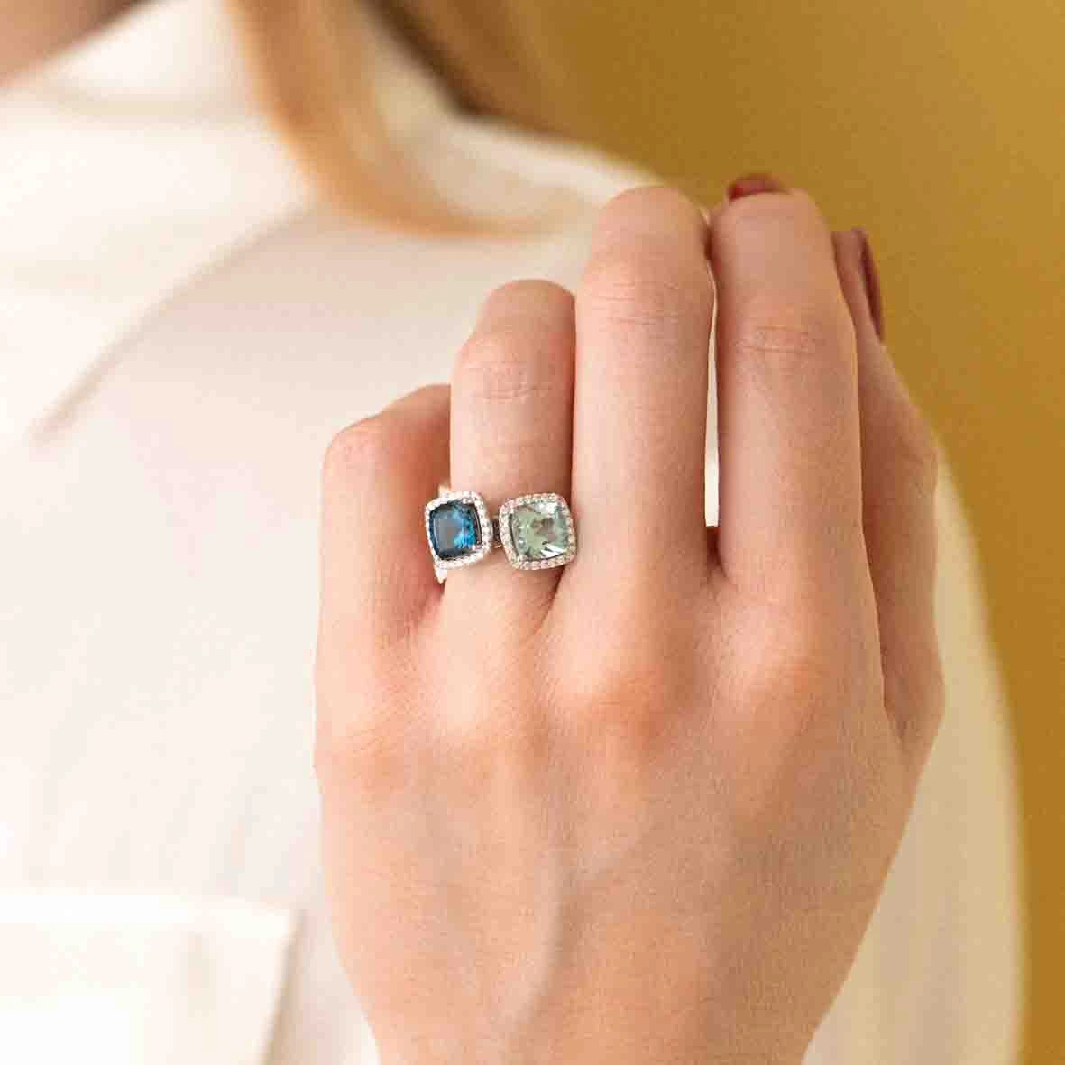 Bague Topaze Prasiolite Et Diamants One More - Etna 0.1 Ct - Etna 050611YA 4 Bague Topaze Prasiolite Et Diamants One More - Etna 0.1 Ct - Etna 050611YA – Image 2