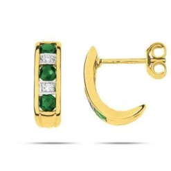 Boucles D'oreille émeraude Diamant Or Jaune Duo-MV253BEB5
