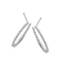 Boucles D'Oreilles Créoles Diamants 0.25 Ct Et Or 18 Ct - 750/1000 Élisabeth - 93AU20A