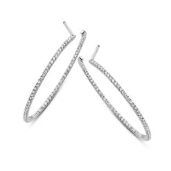 Boucles D'Oreilles Créoles Diamants 0.6 Ct Et Or 18 Ct - 750/1000 Archipel - 93AU30A