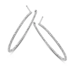 Boucles D'Oreilles Créoles Diamants 0.8 Ct Et Or 18 Ct - 750/1000 Ophélie - 93AU35A