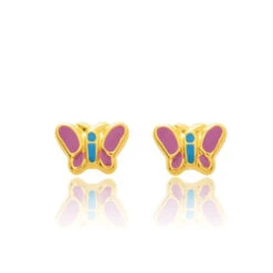 Boucles D'oreilles Or Papillon Or Jaune Marine - 650094
