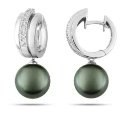 Boucles D'Oreilles Perle De Tahiti Et Diamants - 9 Mm-Tahiata- 2.6018.Q1