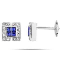 Boucles D'oreilles Saphir Diamant Or Blanc Taaria - 2.6007.S1