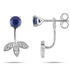 Boucles D'Oreilles Saphir Et Zirconium Or Blanc Larisa - 2.7240.S1