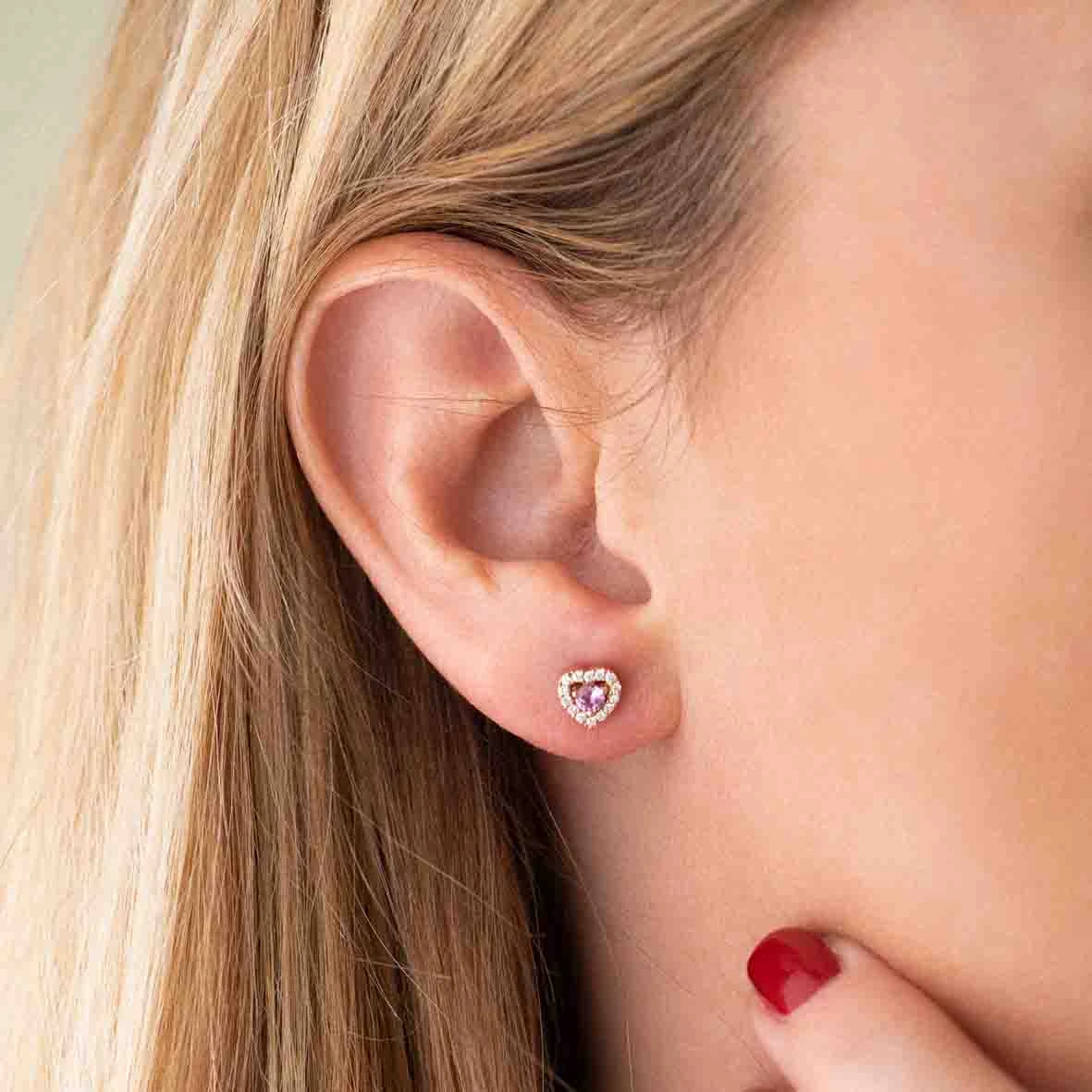 Boucles D'oreilles Saphir Rose Et Diamants One More - Salina 051385XA 5 Boucles D'oreilles Saphir Rose Et Diamants One More - Salina 051385XA – Image 3