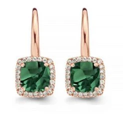 Boucles D'oreilles Tourmaline Verte Et Diamants - One More - Etna 050643QA