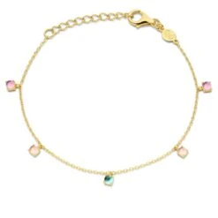 Bracelet Argent Plaqué Or 18 Carats Pierres De Couleurs - Naiomy Silver - Femme - Tuerai - B2G55