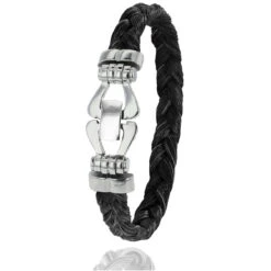 Bracelet Crin De Cheval Fermoir Acier En Crin De Cheval, Acier Et Or 0.35g Tamara -F501PCHNORblanc