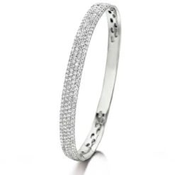 Bracelet Jonc Diamant En Or Blanc Et Diamant 3.41 Ct Clémentine -053150-A