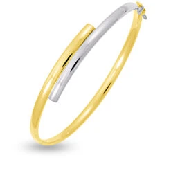 Bracelet Jonc Ouvrant 4mm En Or Jaune Et Or Blanc 5g Large De 4 Mm Manon - 9K353.1G