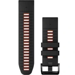Bracelet QuickFit, 26mm, Silicone, Noir / Rouge Feu - Garmin - 010-13281-06