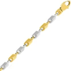 Chaine En Or Jaune Et Blanc Fantaisie 4mm 13.55g Idylle - 7312G