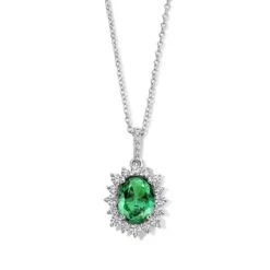 Chaîne Et Pendentif Argent Avec Zirconium Vert Et Blanc - Naiomy Silver - Femme - Paula - N3U55