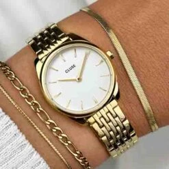 Cluse Féroce Mini Steel - White - Gold Color - - CW11705 -Accessoires De Mode ori cluse feroce mini steel white gold color cw11705 44998 66879