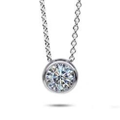 Collier Diamant Solitaire - 0.50 Ct -Serti Clos 0.50 Ct Or Blanc 2.49g Aïleen - 4B670