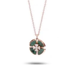 Collier Pétales Diamants Et Malachite 0.09 Ct Anuata - KGCF-672R-MALACHITE