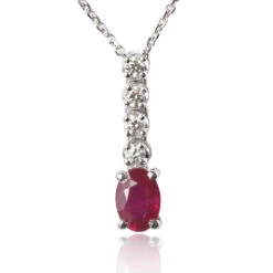 Collier Rubis Ovale 1 Ct Serti De Diamants 0.20 Ct Diamant Asya - CL3923-RU1