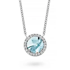 Collier Topaze Sky Blue Diamant 0.09 Ct One More Etna 050659TT