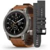 Garmin Fénix 7 Pro  Sapphire Solar Edition - Titane - Titanium Avec Bracelet En Cuir Marron + Bracelet Silicone - 010-02777-30 -Accessoires De Mode ori garmin fenix 7 pro sapphire solar edition titane titanium avec bracelet en cuir marron bracelet silicone 010 02777 30 46148