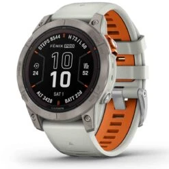 Garmin Fénix 7 Pro  Sapphire Solar Edition - Titane - Titanium Avec Bracelet Gris / Orange 47 Mm- 010-02777-21