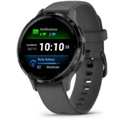 Garmin Venu 3S Lunette Gray Acier Inoxydable - Boîtier Gris Foncé - Bracelet En Silicone Gris Foncé 41 Mm- 010-02785-00