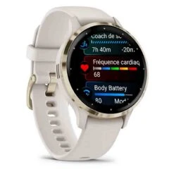 Garmin Venu 3S Lunette Soft Gold - Boîtier - Bracelet Silicone Ivoire 41 Mm- 010-02785-04 -Accessoires De Mode ori garmin venu 3s lunette soft gold boitier bracelet silicone ivoire 41 mm 010 02785 04 46328 69159