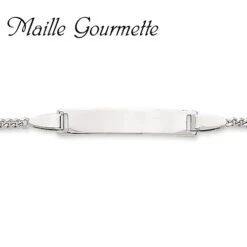Gourmette Baptême Or Blanc à Graver Cloé -Accessoires De Mode ori gourmette bapteme or blanc a graver cloe 2527 7741