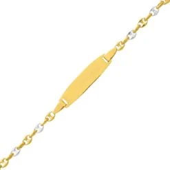 Gourmette Baptême Or Jaune Et Or Blanc à Graver Ileana -Accessoires De Mode ori gourmette bapteme or jaune et or blanc a graver ileana 46126 68652