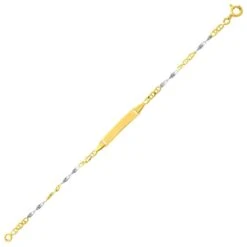 Gourmette Baptême Or Jaune Et Or Blanc à Graver Raiura -Accessoires De Mode ori gourmette bapteme or jaune et or blanc a graver raiura 46122 68648