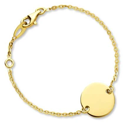Gourmette Bébé Plaque Ronde Augis En Or Jaune 14 Mm Romane J4901X0000 3 Gourmette Bébé Plaque Ronde Augis En Or Jaune 14 Mm Romane J4901X0000