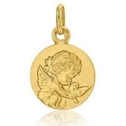 Médaille Ange à La Colombe Augis Or Jaune 14 Mm Cassandra J5245X0000