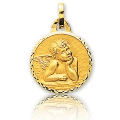 Médaille Ange Or Jaune 15 Mm Adeline - 20407