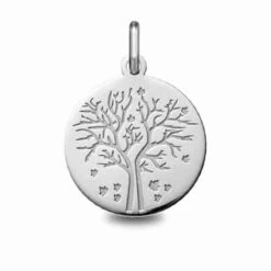 Médaille Arbre De Vie Or Blanc - 18 Mm -Delphes - 24B8400220