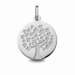 Médaille Arbre De Vie Or Blanc - 18 Mm -Éliane - 24B8400221