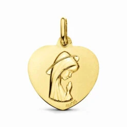 Médaille Cur Vierge En Or Jaune 18 Mm Câline J9373X0000