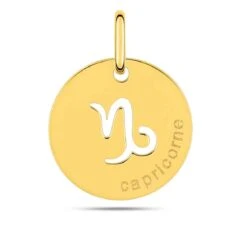 Médaille Pendentif Zodiaque Capricorne Or Jaune Moerava
