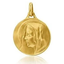 Médaille Vierge Au Voile Augis Patine Main En Or Jaune 18 Mm Cordélia J4938X0000