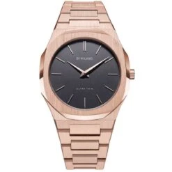 Montre D1 Milano Haze Linen - Homme Quartz- Cadran Gris- 40 Mm - Acier Et PVD Rose - UTBJ08