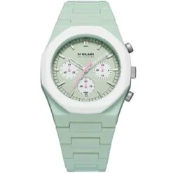 Montre D1 Milano Polychrono Green Blast - Homme Quartz- Cadran Vert Pastel- 40,5 Mm - Polycarbonate - PHBJ02